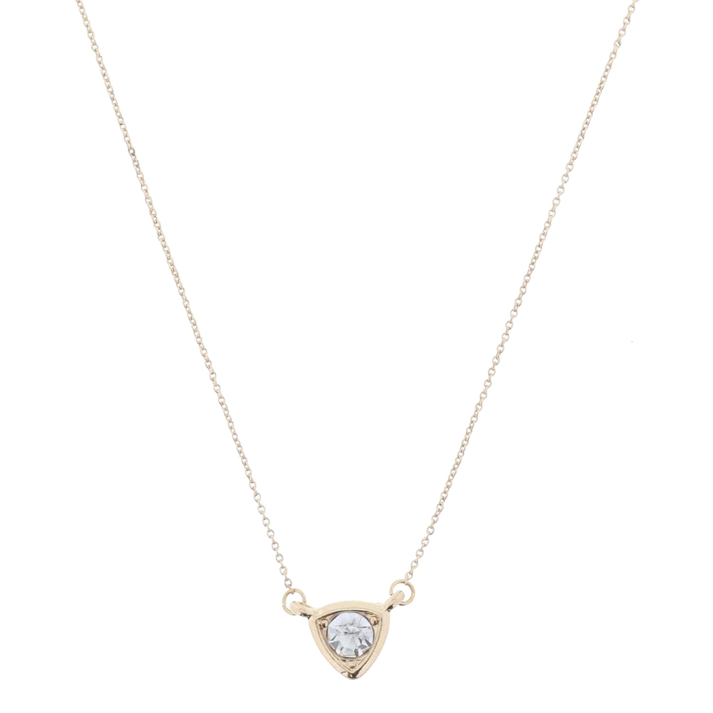 Small Circle Clear Crystal in Gold Triangular Setting Necklace