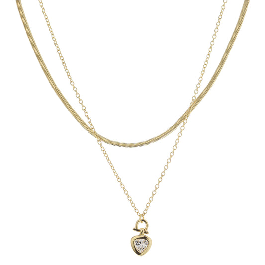 Gold Latch with Clear Triangular Crystal Necklace