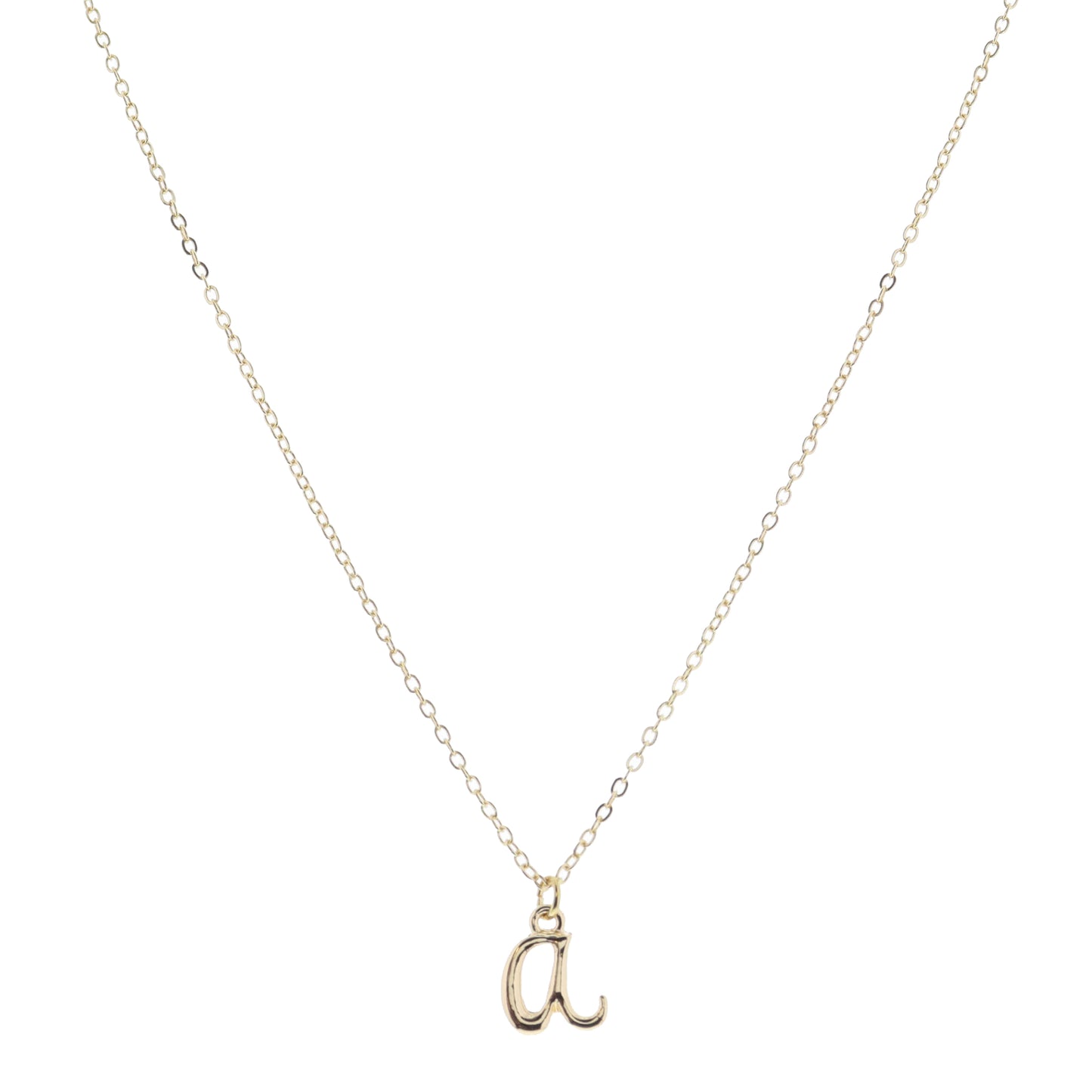 Kids Shiny Gold Cursive "a" Initial Necklace