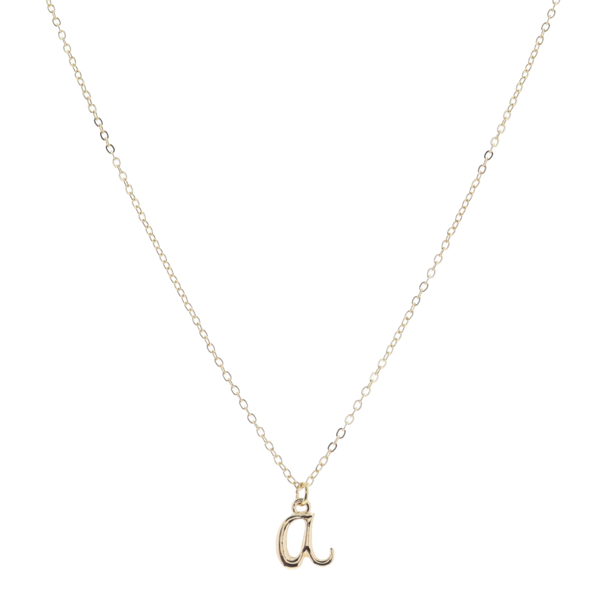 Kids Shiny Gold Cursive "a" Initial Necklace