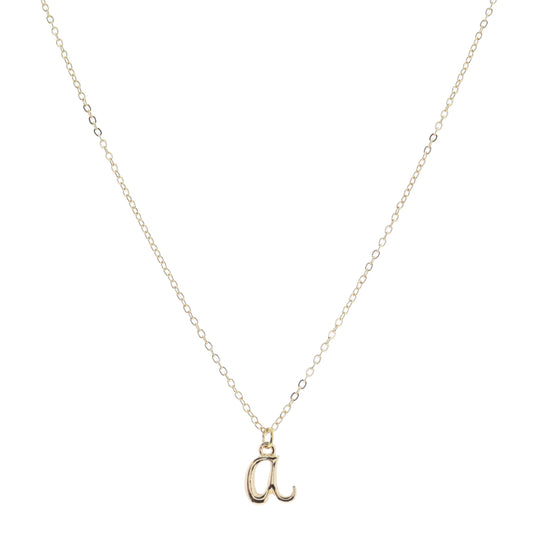 Kids Shiny Gold Cursive "a" Initial Necklace