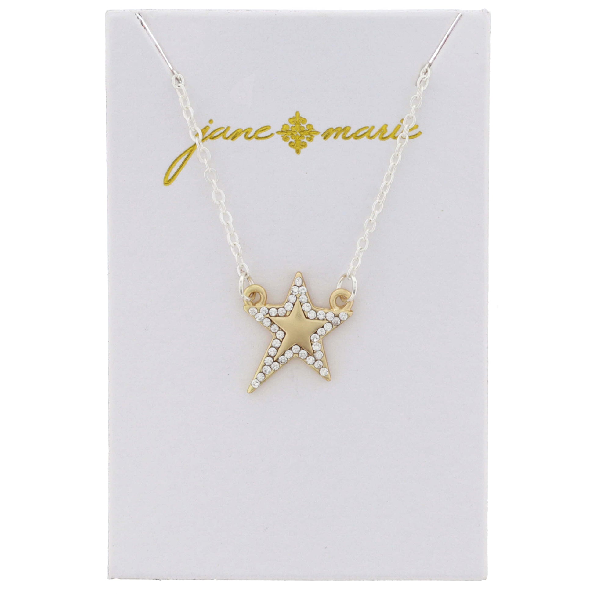 Gold Circle with Clear Crystal Outline Necklace