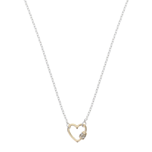 16" Gold Mini Heart Carabiner with Crystal Embellishment Necklace, 3" Ext