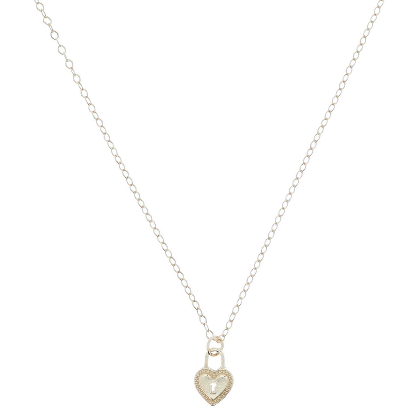Kids 14" Gold Heart Padlock Necklace, 3" Ext