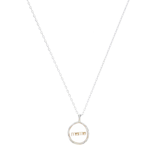 Gold Circle Encasing with Gold Cross Set in Clear Resin Necklace