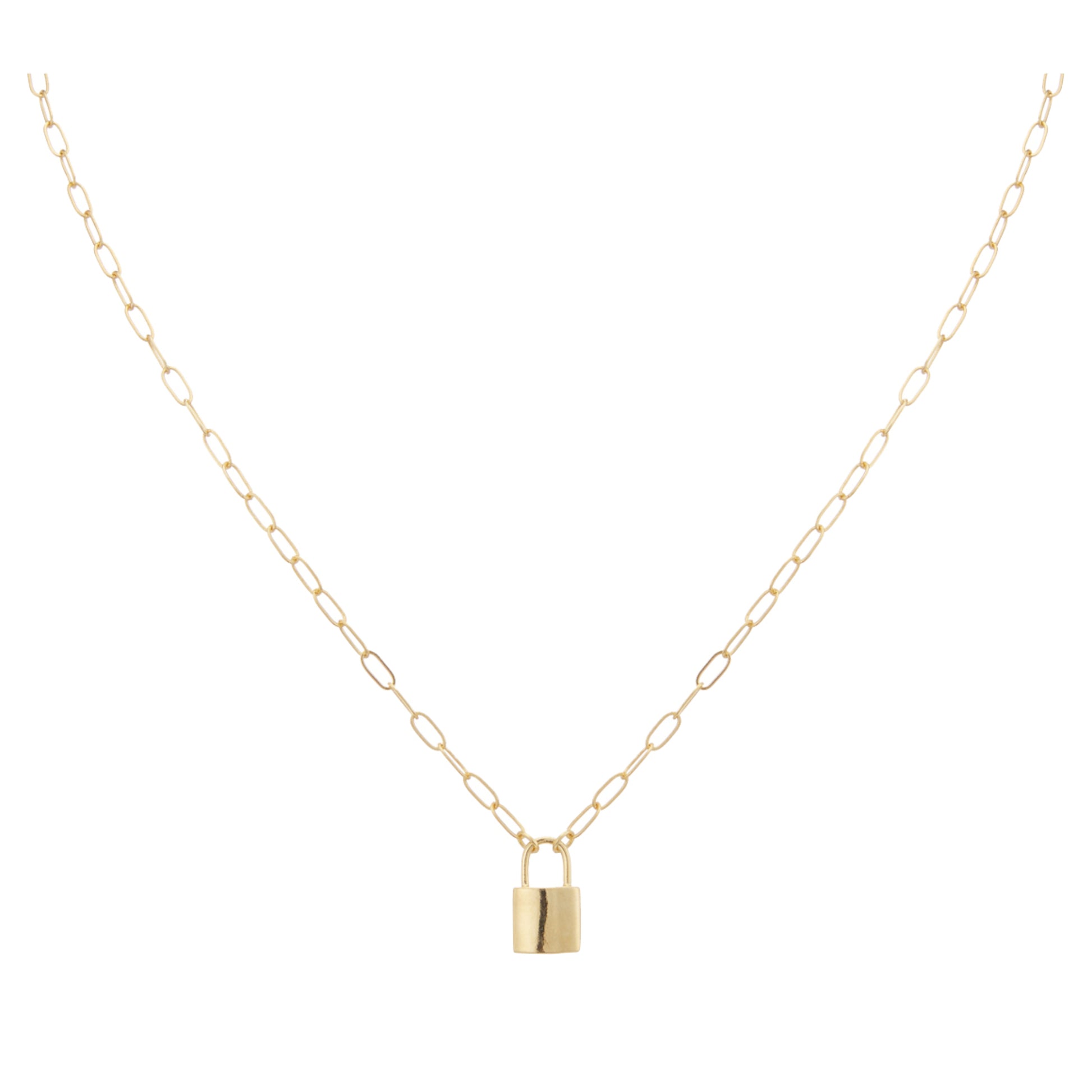 18K Gold Plated Padlock Necklace