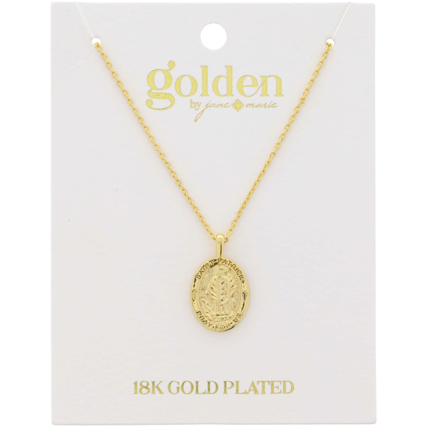 18K Gold Plated Saint Patrick Pendant Necklace