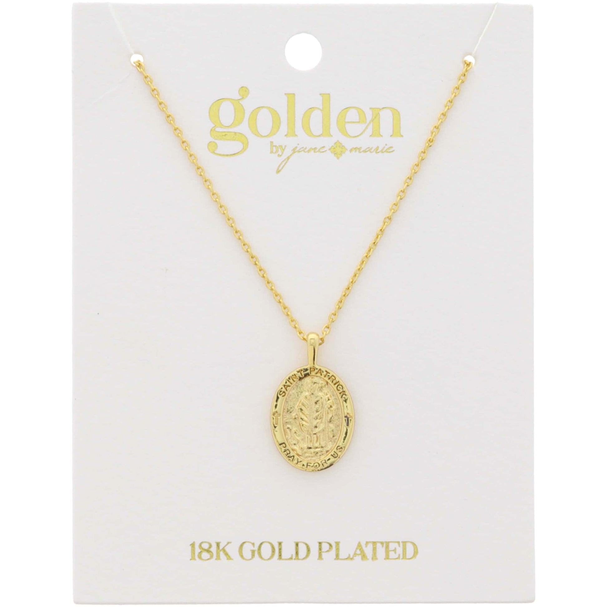 18K Gold Plated Saint Patrick Pendant Necklace