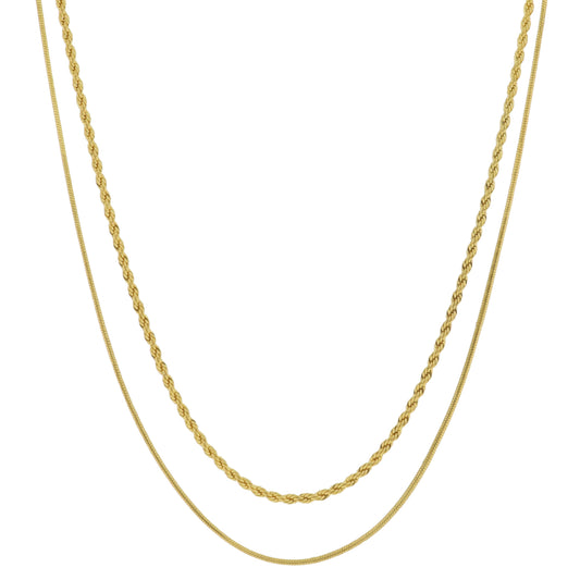 18K Gold Plated Rope Chain, Petite Round Snake Chain Necklace