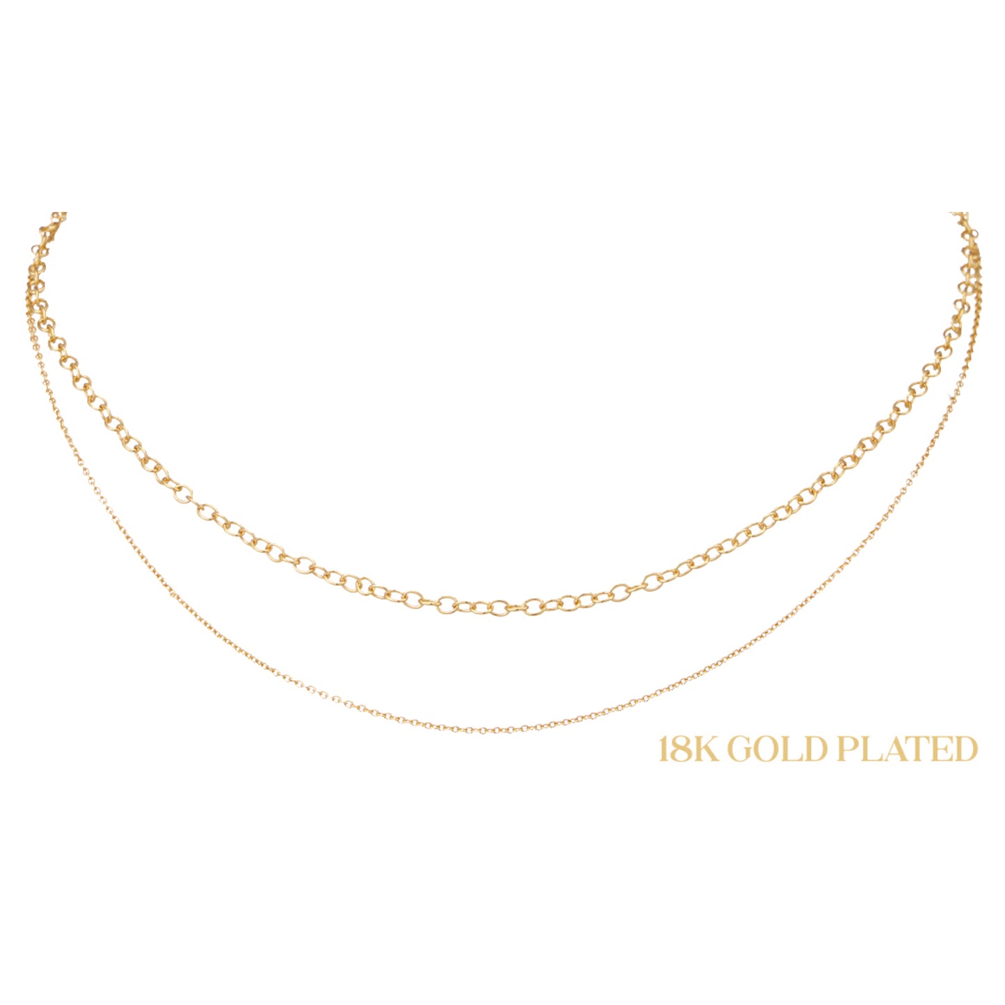 18K Gold Plated Oval Link Chain, Petite Cable Chain Necklace