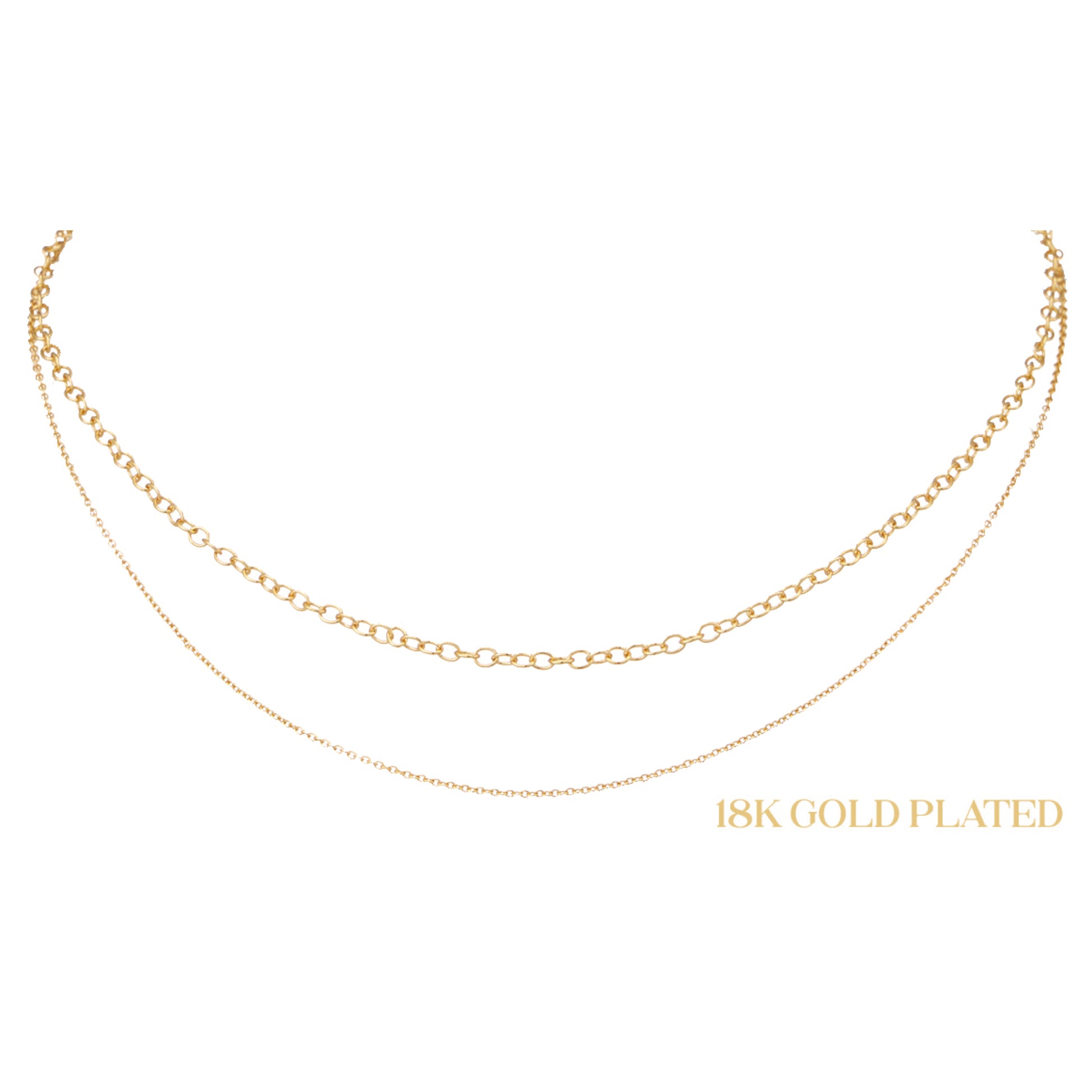 18K Gold Plated Oval Link Chain, Petite Cable Chain Necklace