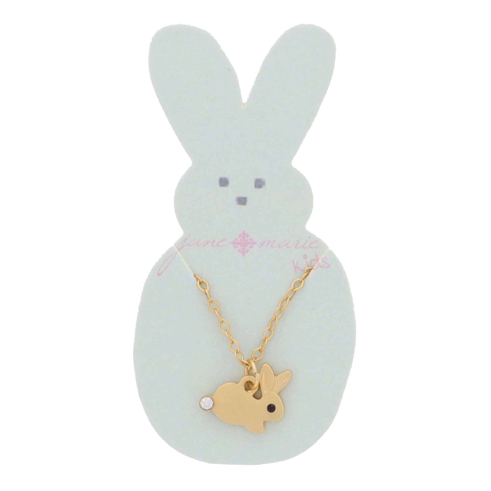 Kids Gold Bunny with Crystal Tail Necklace
