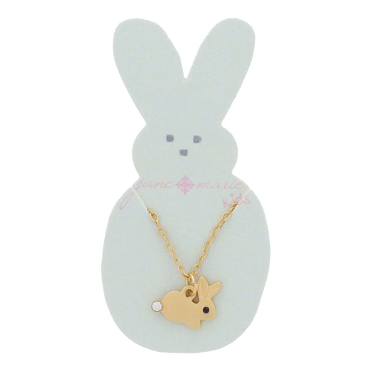 Kids Gold Bunny with Crystal Tail Necklace