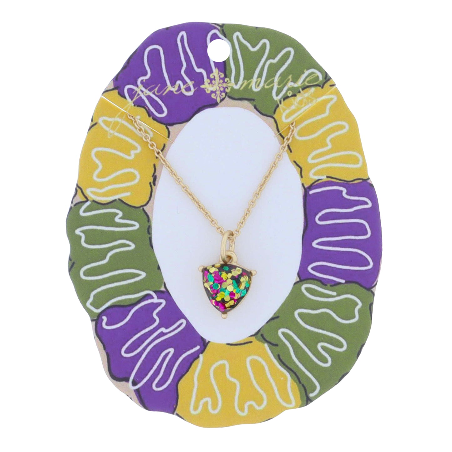 Kids Mardi Gras Glitter Triangle Jewel Necklace