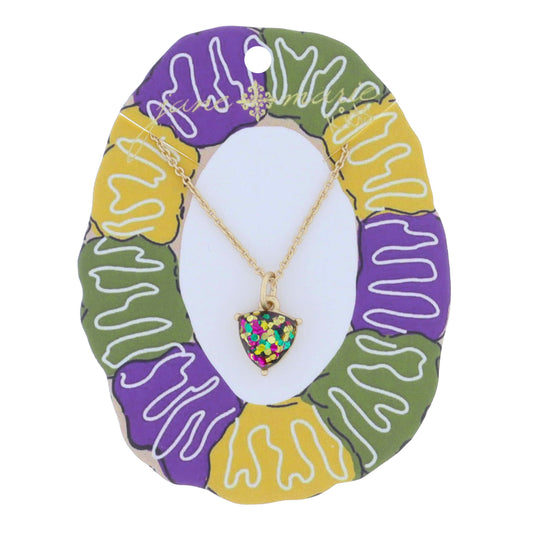 Kids Mardi Gras Glitter Triangle Jewel Necklace