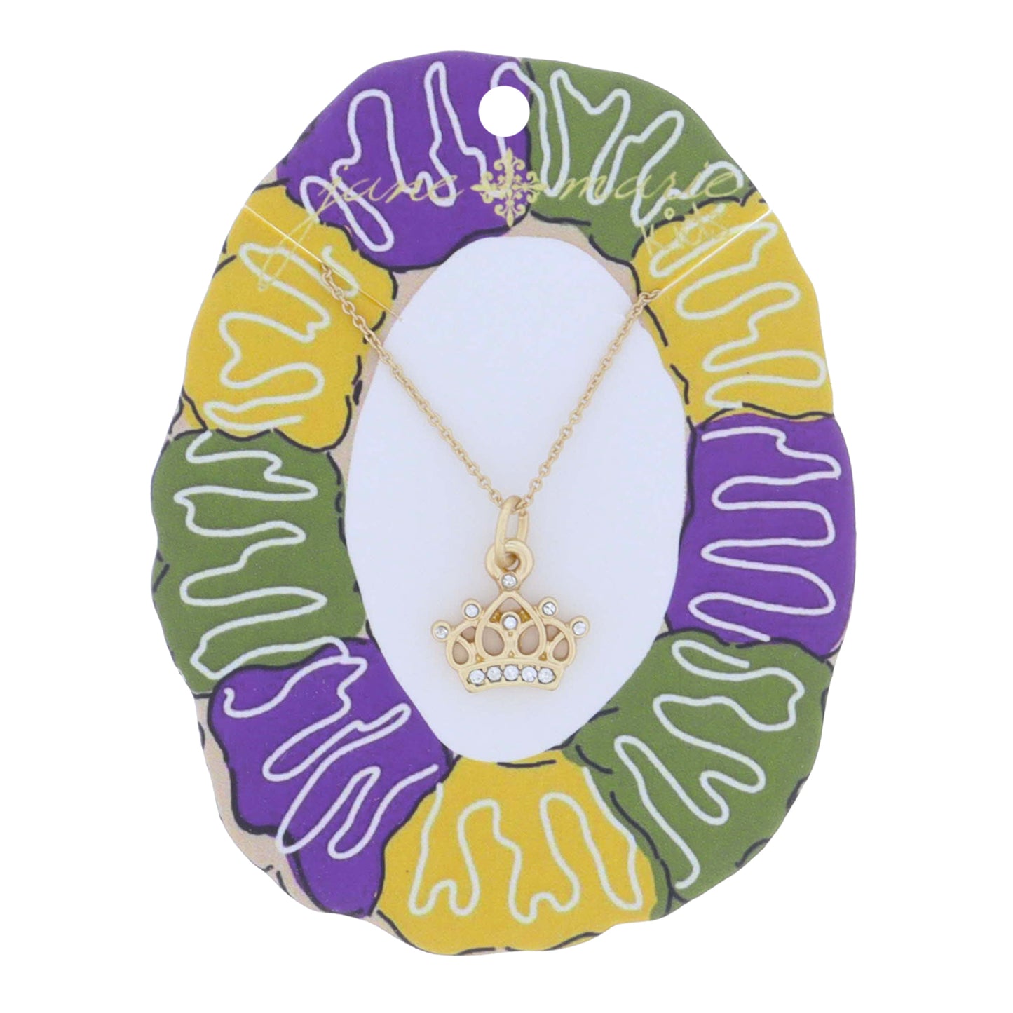 Kids Gold with Crystal Accents Crown Necklace
