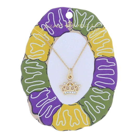 Kids Gold with Crystal Accents Crown Necklace