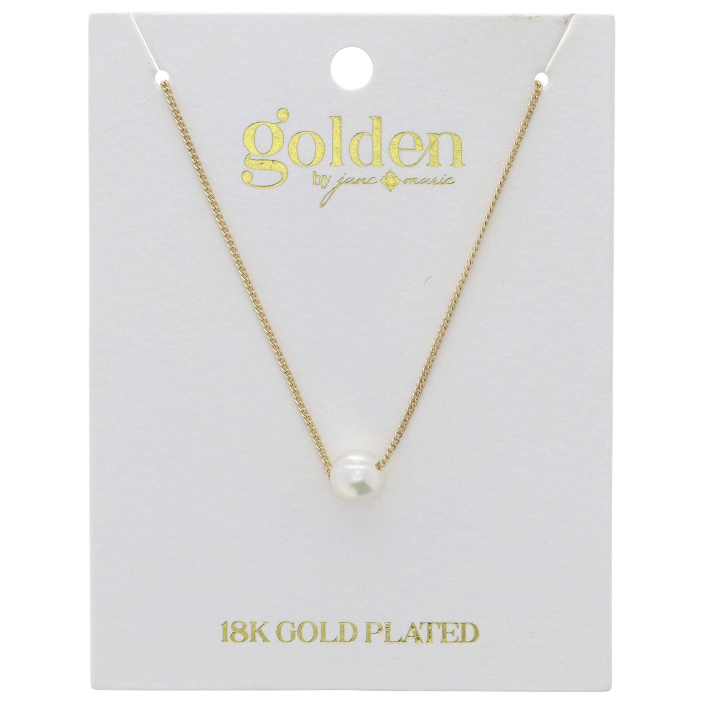 18K Gold Plated Dainty Petite Curb Chain with Natrual Pearl Bead Necklace