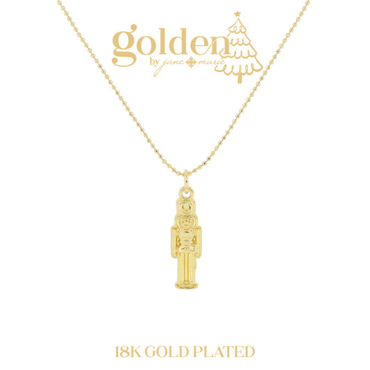 18K Gold Plated Nutcracker Necklace, 3" Ext