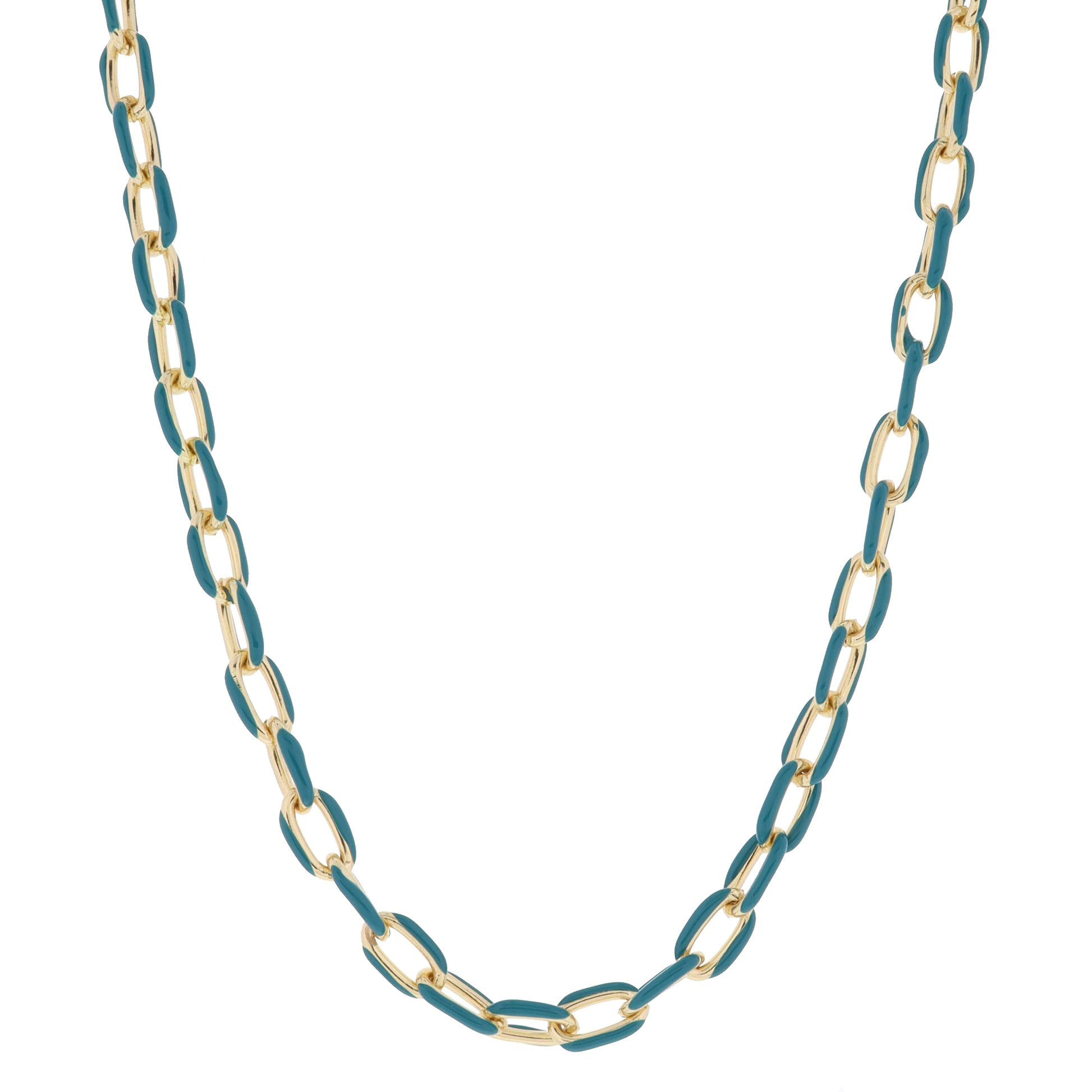 Teal Enamel Cable Chain Necklace