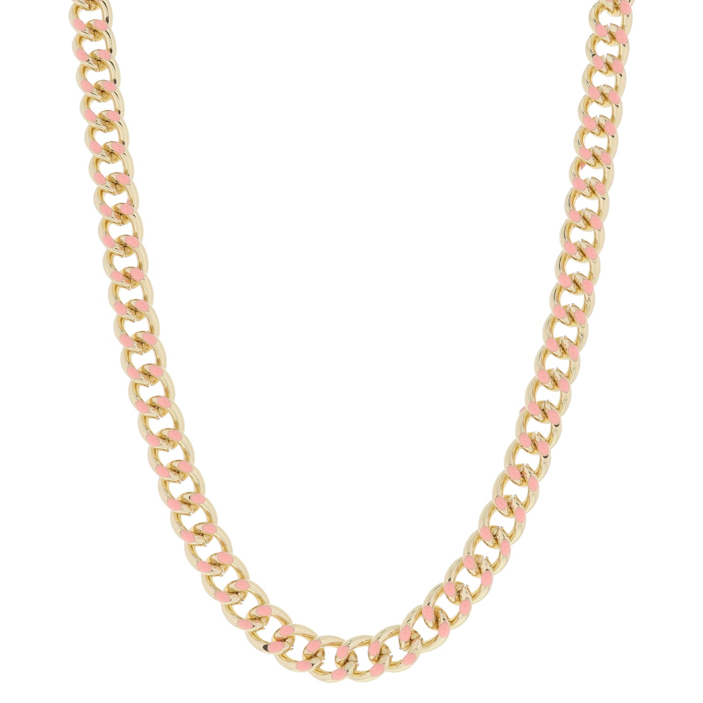 Peachy Pink Enamel Curb Chain Necklace