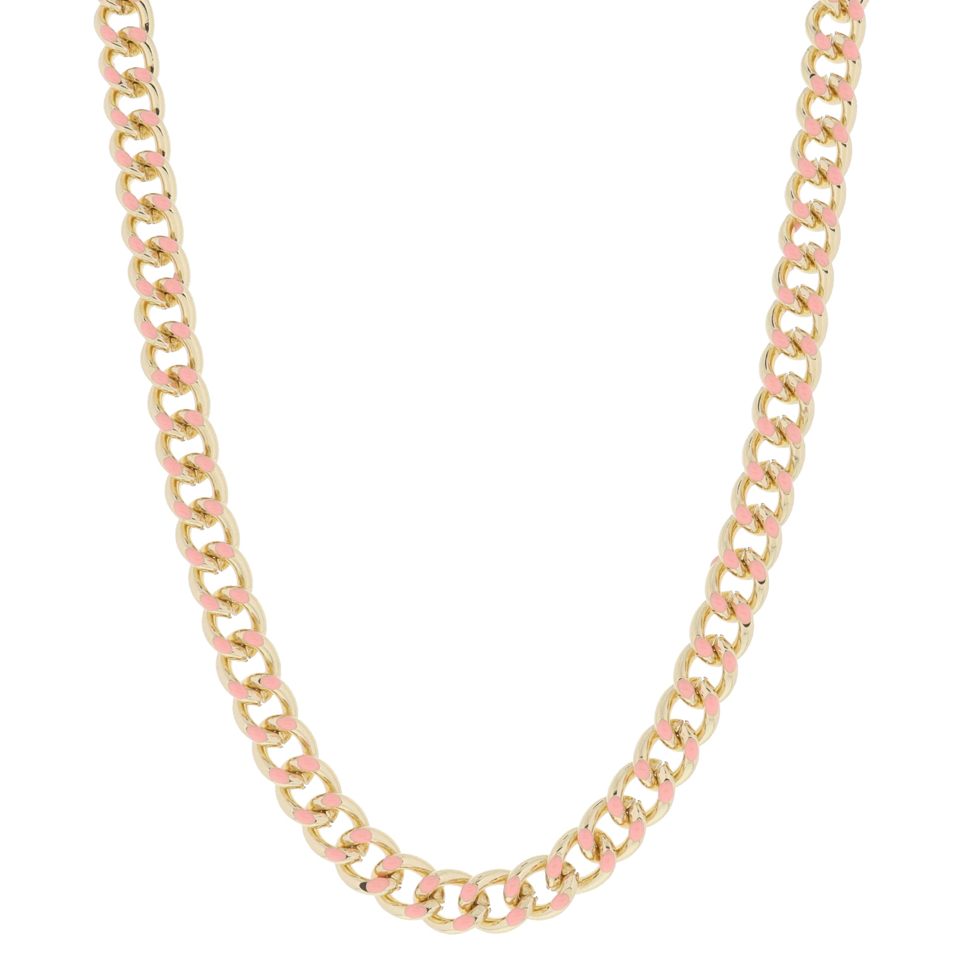 Peachy Pink Enamel Curb Chain Necklace