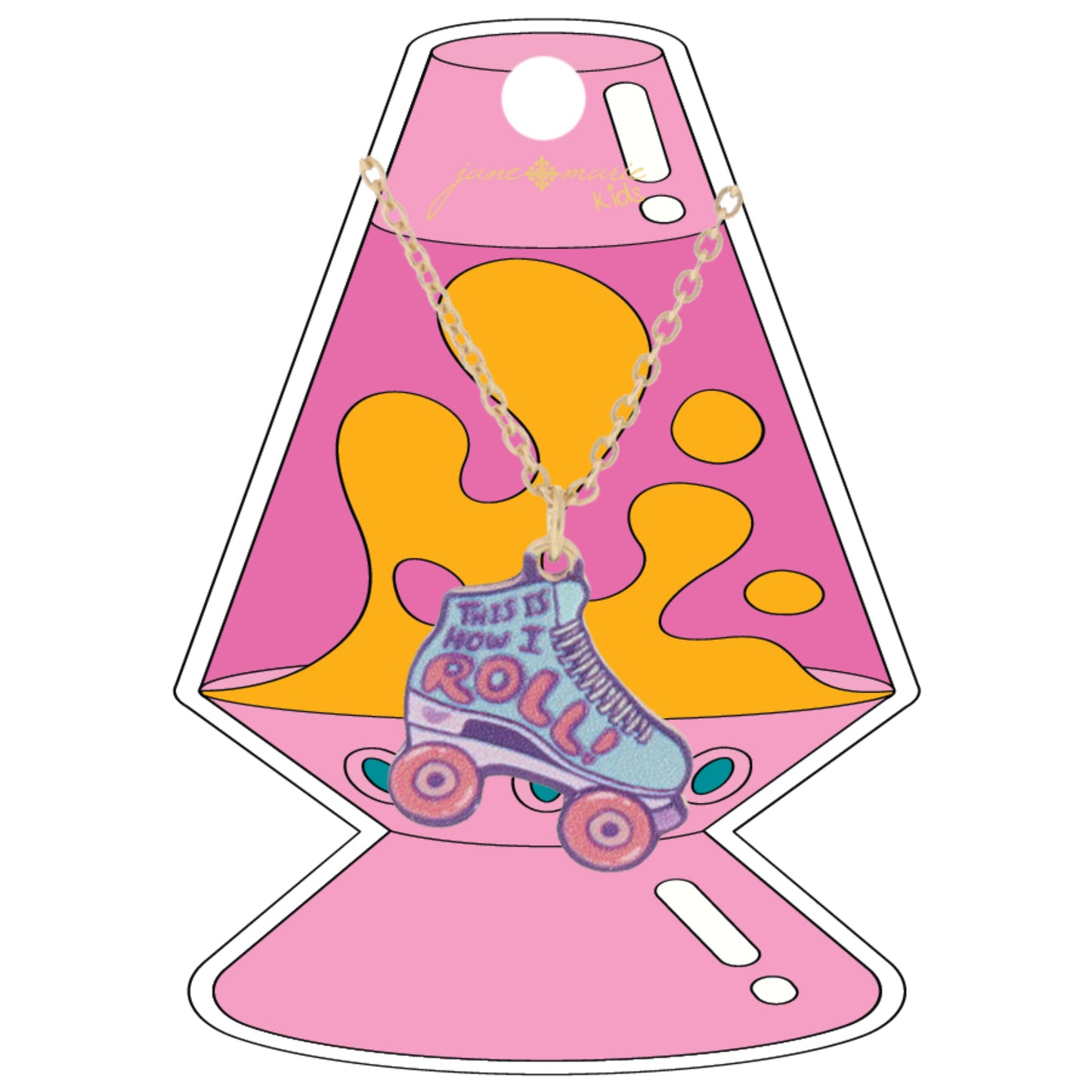 Kids Multi "THAT'S HOW I ROLL!" Rollerskate Necklace, .75" Pendant