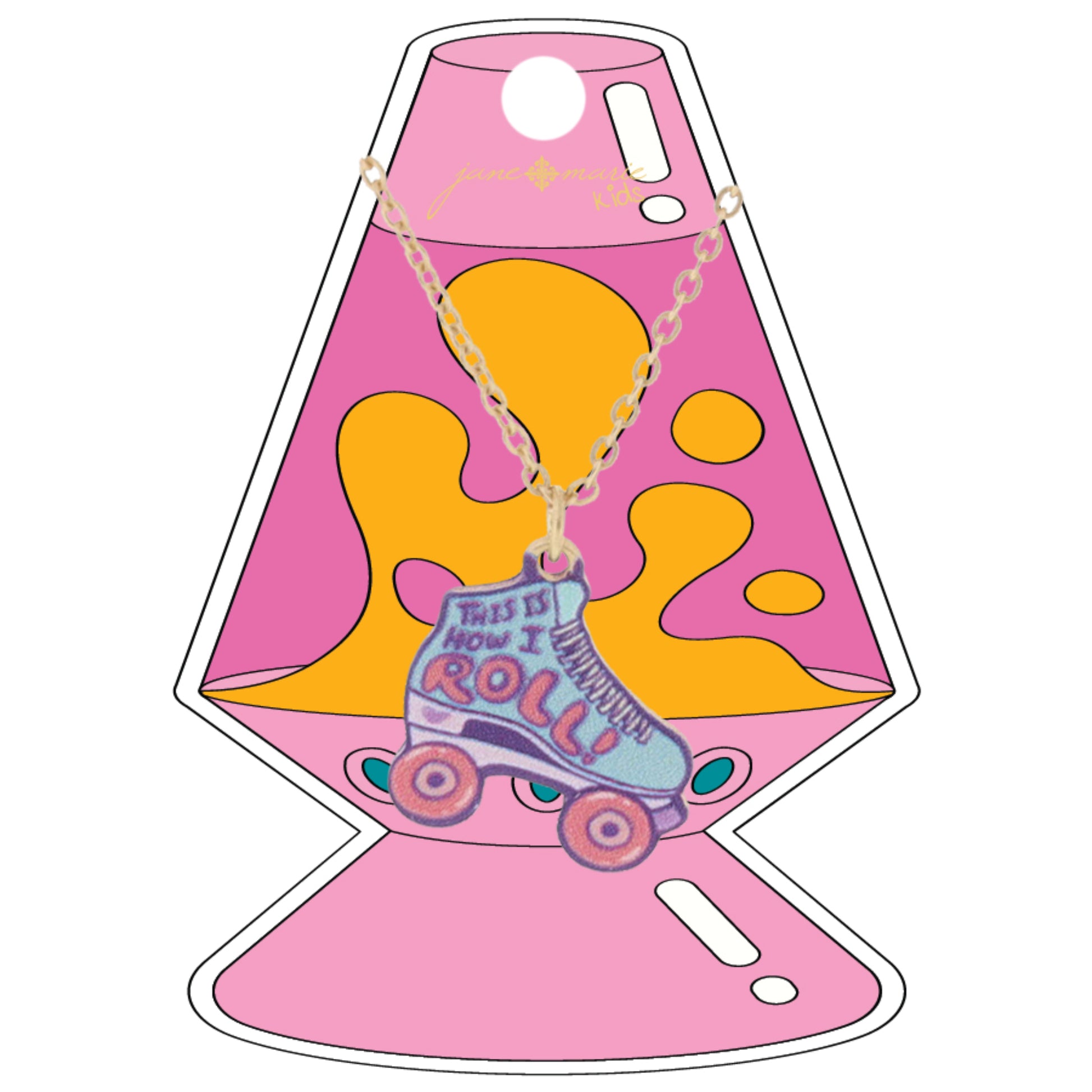 Kids Multi "THAT'S HOW I ROLL!" Rollerskate Necklace, .75" Pendant