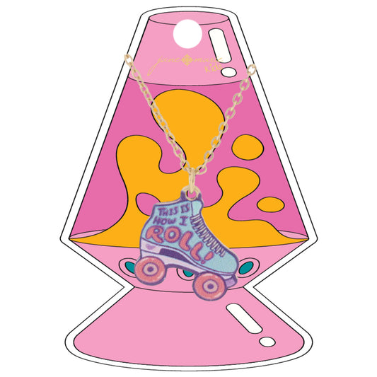 Kids Multi "THAT'S HOW I ROLL!" Rollerskate Necklace, .75" Pendant