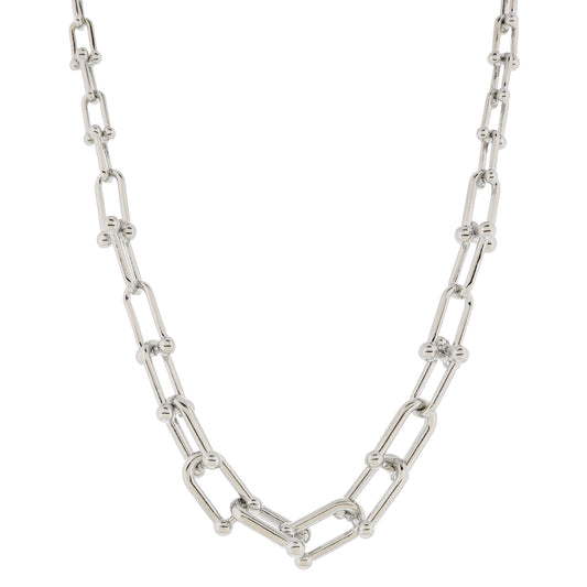 Gradually Chunkier Silver U-Link Chain Necklace, .5" Pendant
