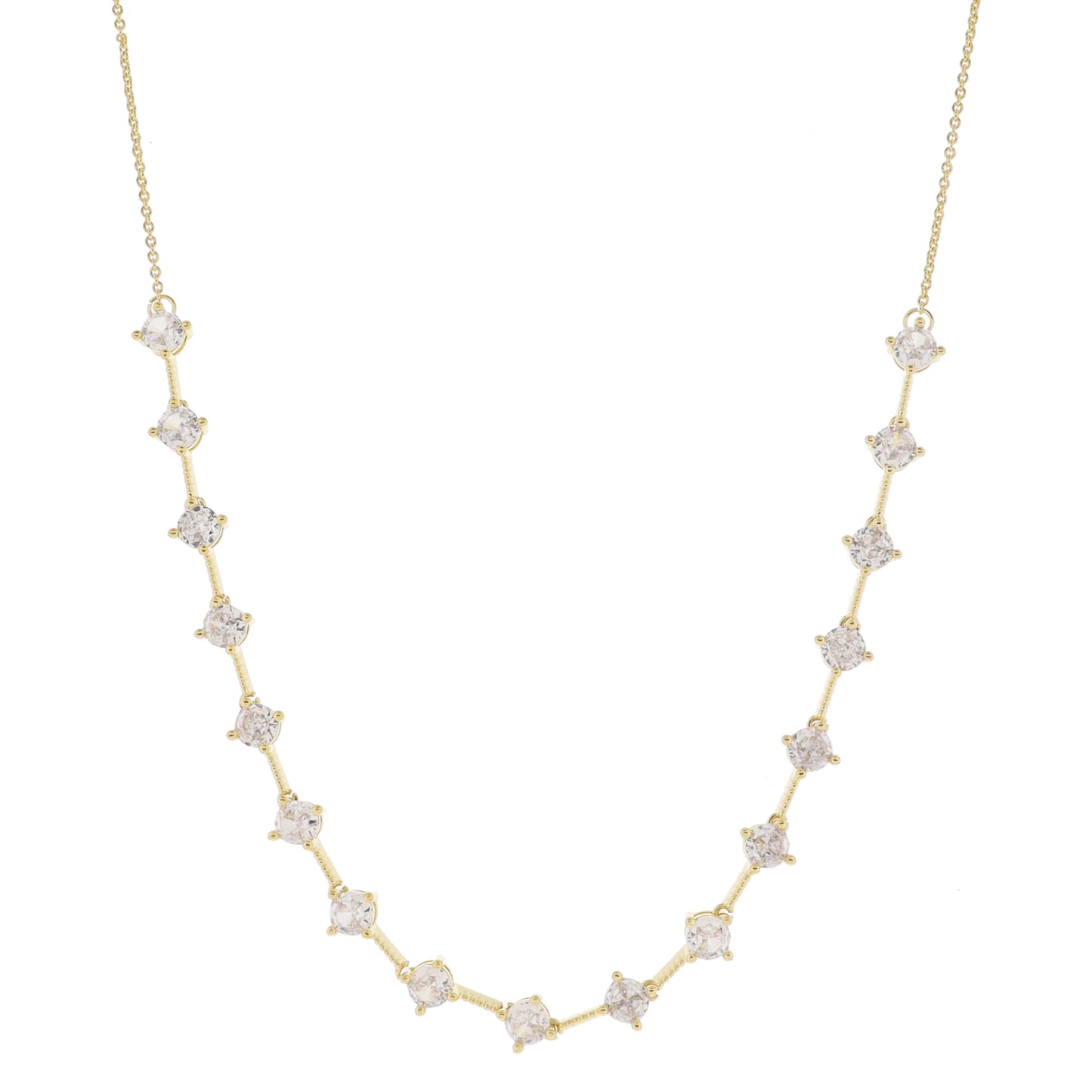 16" Gold with Circle Crystal Chain Portion Necklace, 3" Ext