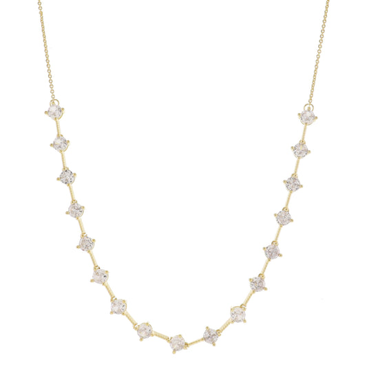 16" Gold with Circle Crystal Chain Portion Necklace, 3" Ext