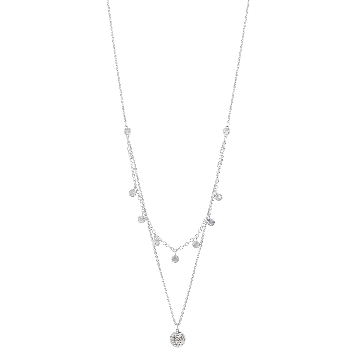 Adj. Crystals with 2 Strands, Crystal Dangles, & Crystal Ball Necklace, .15", .35" Pendant