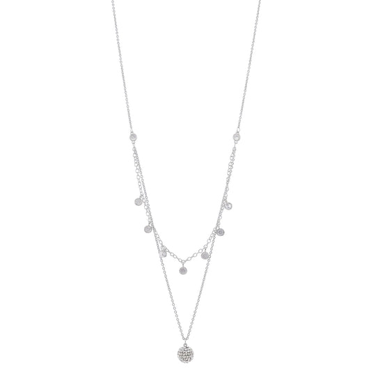 Adj. Crystals with 2 Strands, Crystal Dangles, & Crystal Ball Necklace, .15", .35" Pendant