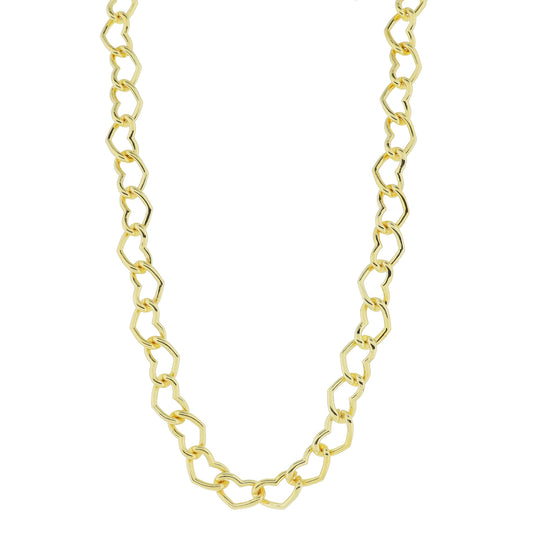Make Mine Golden! 18K Gold Plated Heart Curb Chain Necklace