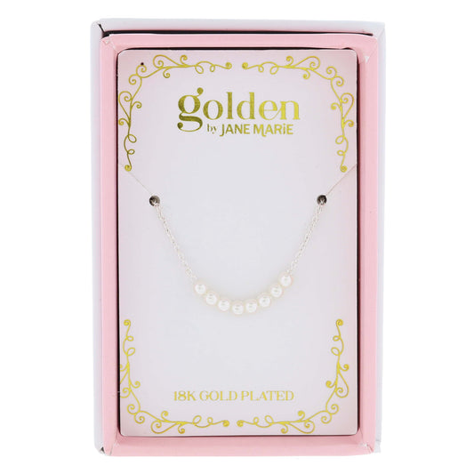 Sweetheart Kids 18K White Gold Plated Mini Pearl Beaded Portion Necklace