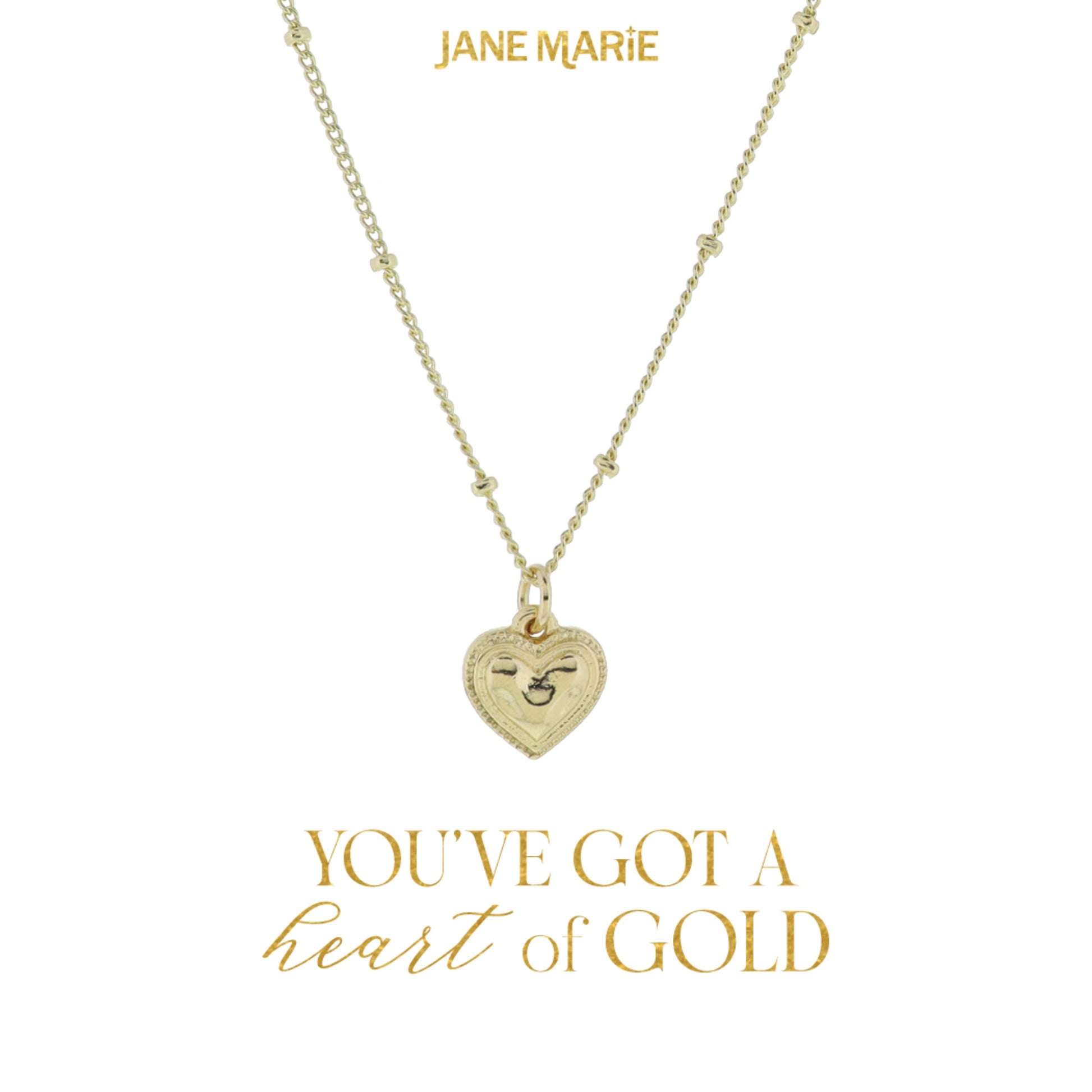 16" Gold Wavy Heart with Decorative Edge Necklace, 3" Ext