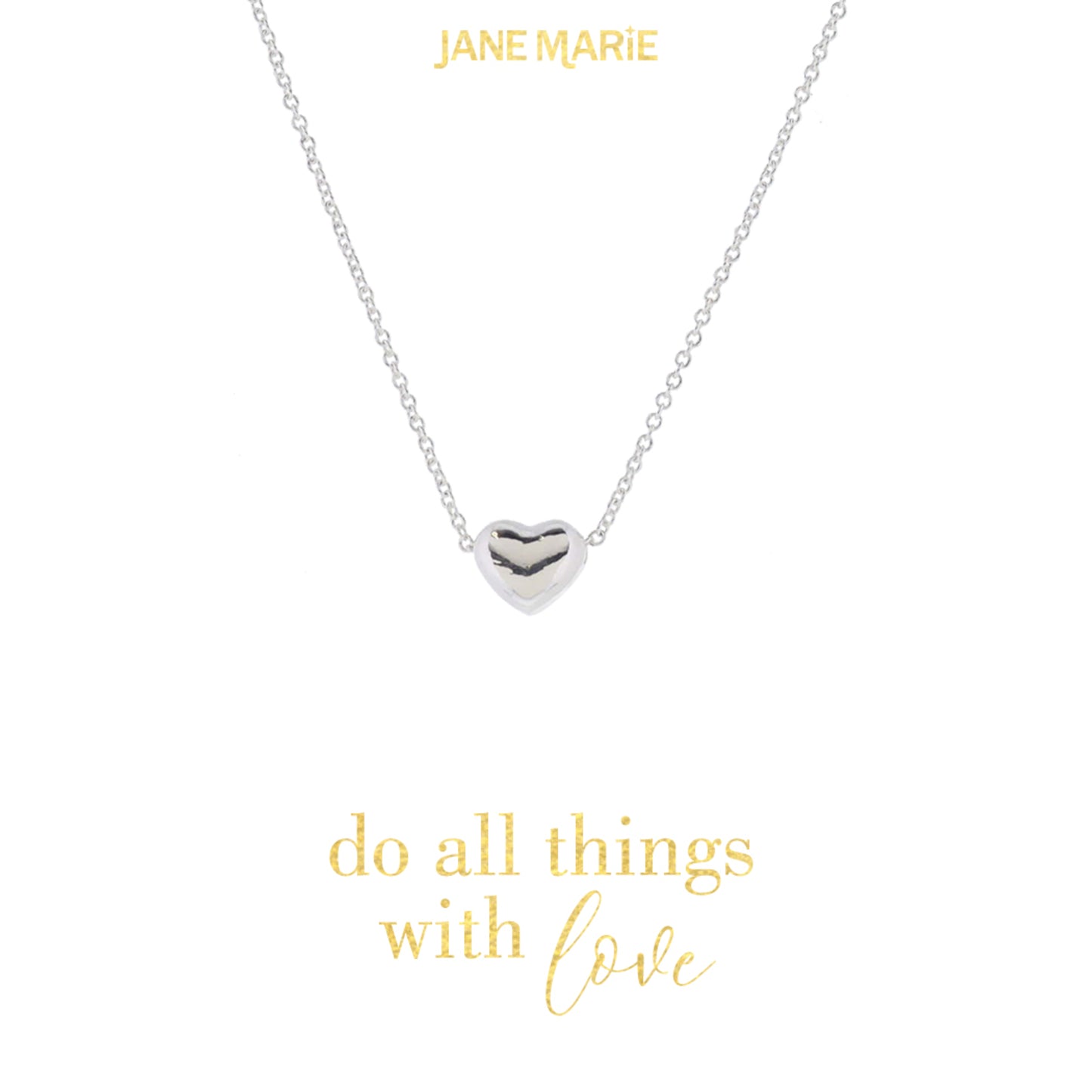 16" Silver Chain and Heart Bead Necklace, 3" Ext