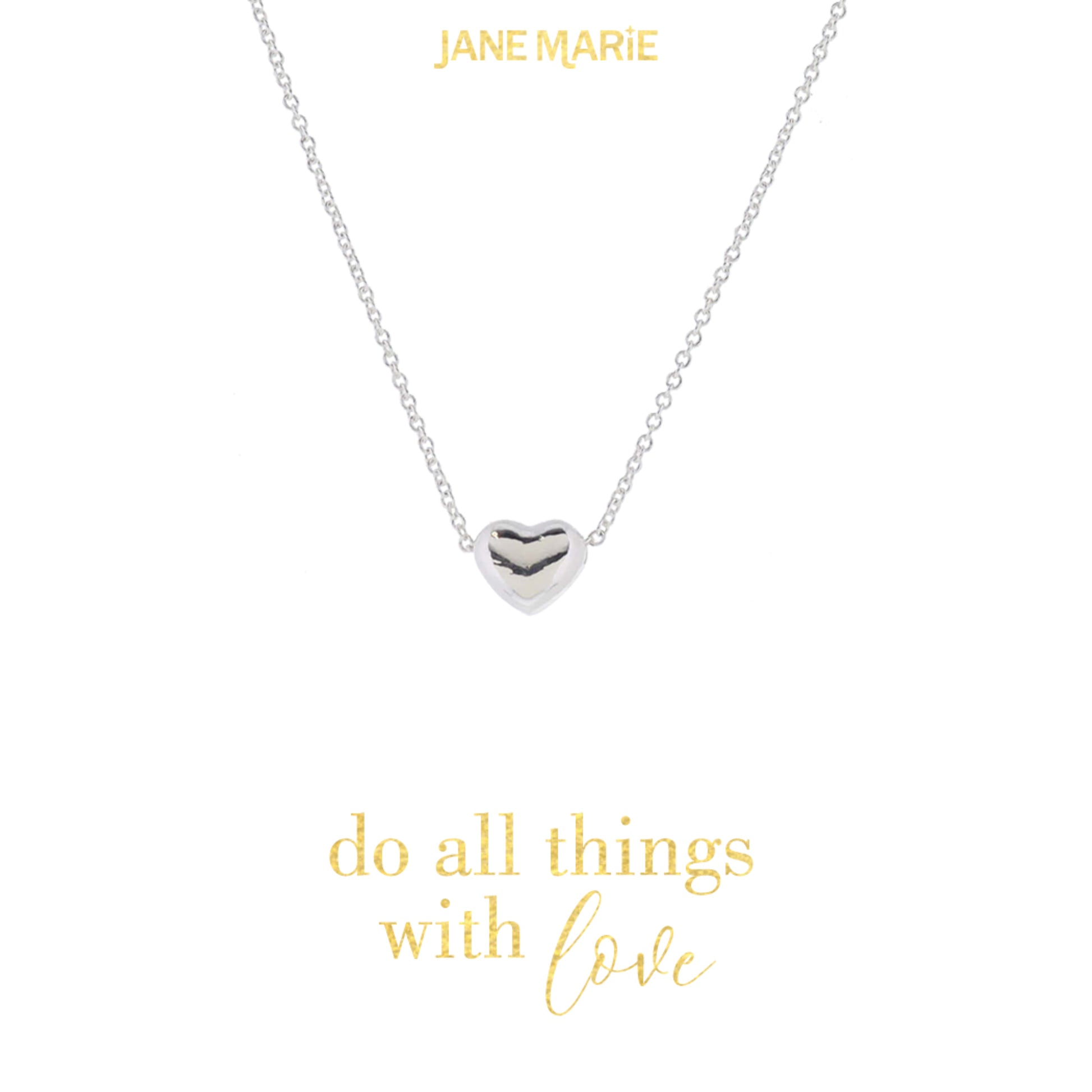 16" Silver Chain and Heart Bead Necklace, 3" Ext