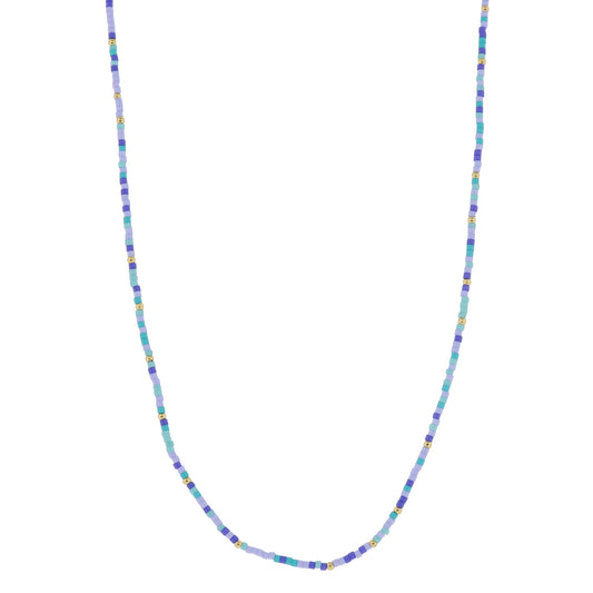 Golden Color Wheel! 18K Gold Plated Blue & Turquoise Beaded Necklace