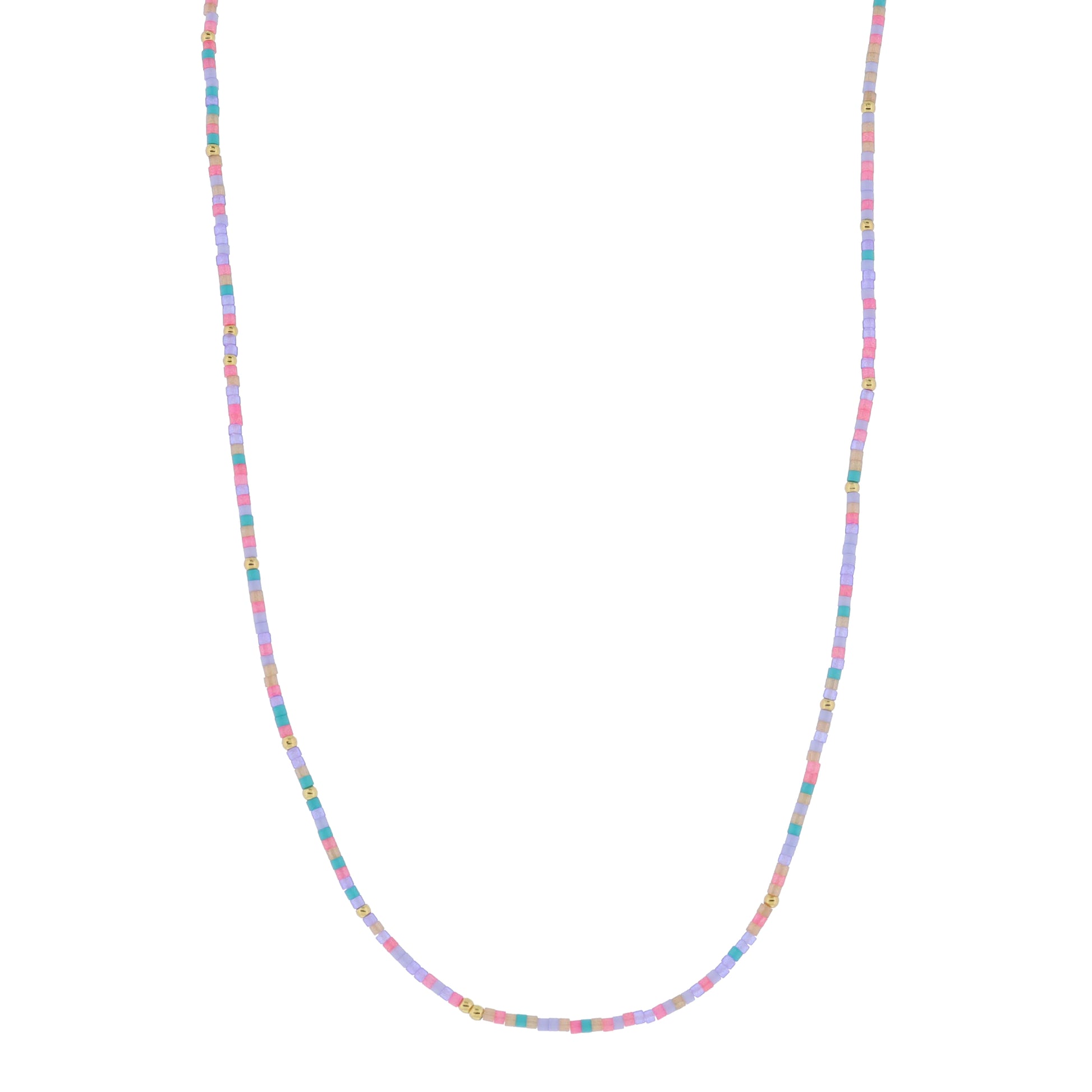 Golden Color Wheel! 18K Gold Plated Lavender, Mint, Pink, Peach Beaded Necklace