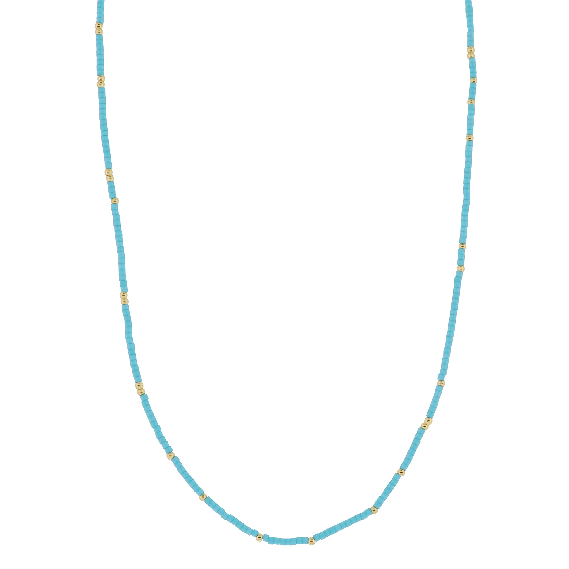 Golden Color Wheel! 18K Gold Plated Turquoise Beaded Necklace