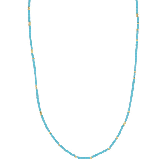 Golden Color Wheel! 18K Gold Plated Turquoise Beaded Necklace