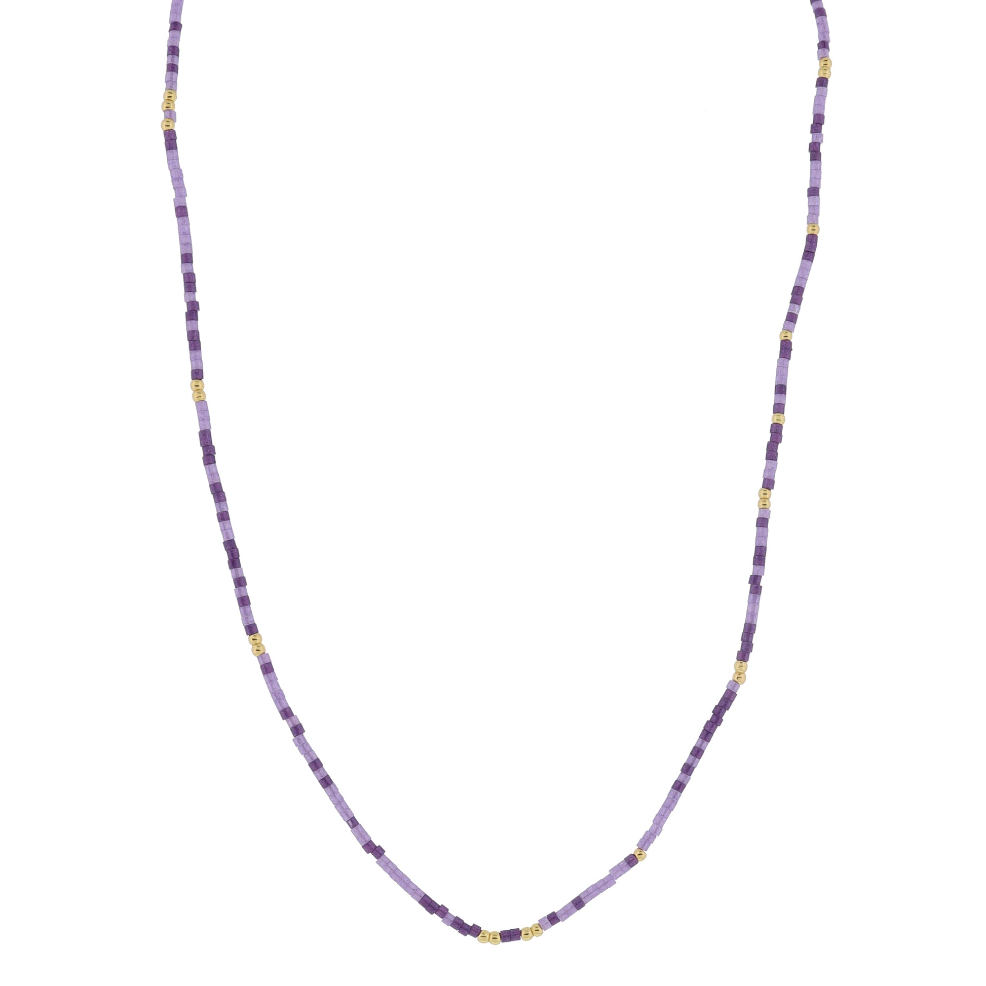 Golden Color Wheel! 18K Gold Plated Purple Beaded Necklace