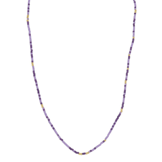 Golden Color Wheel! 18K Gold Plated Purple Beaded Necklace