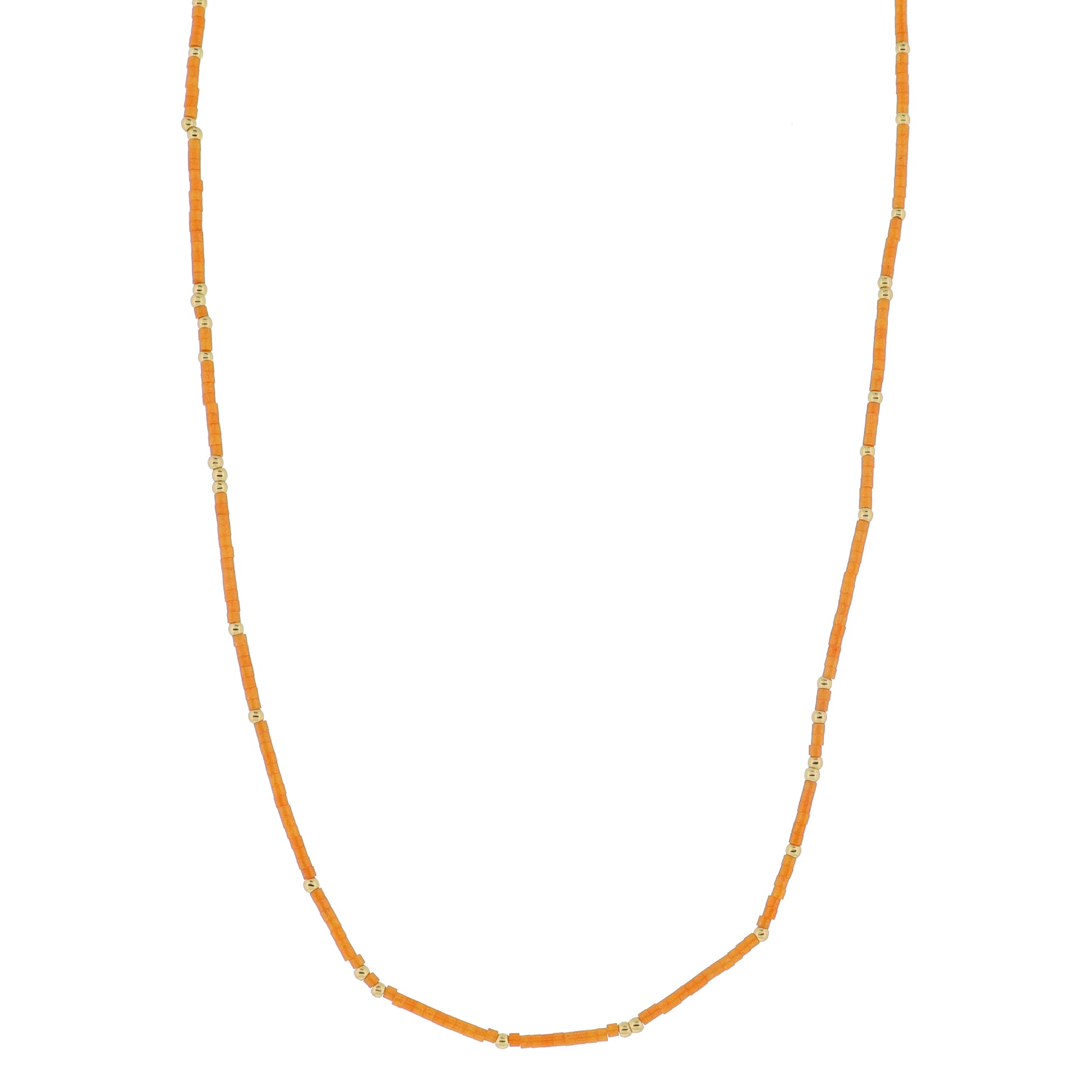 Golden Color Wheel! 18K Gold Plated Orange Beaded Necklace