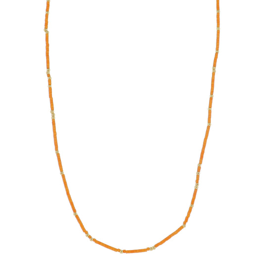 Golden Color Wheel! 18K Gold Plated Orange Beaded Necklace