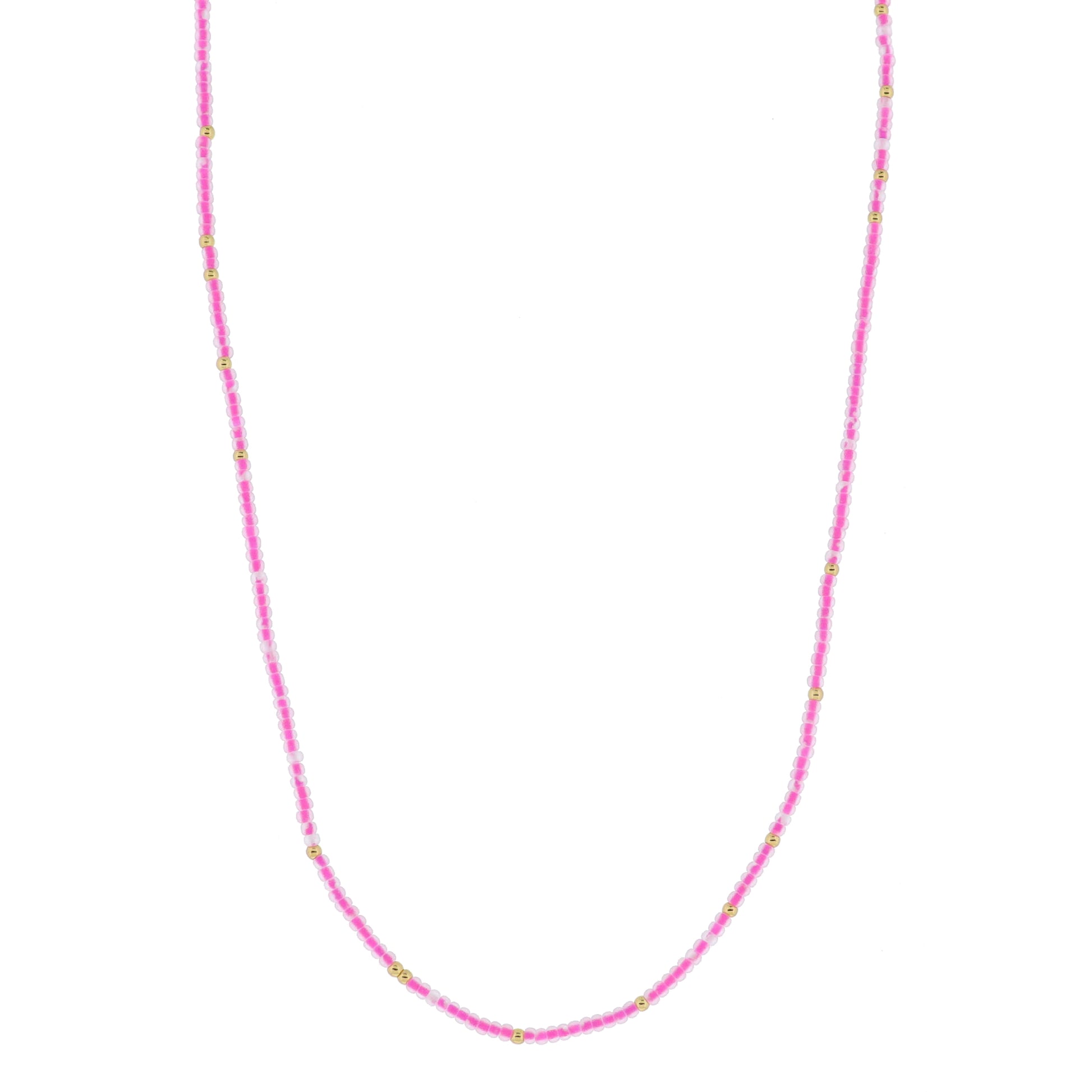 Golden Color Wheel! 18K Gold Plated Hot Pink Beaded Necklace