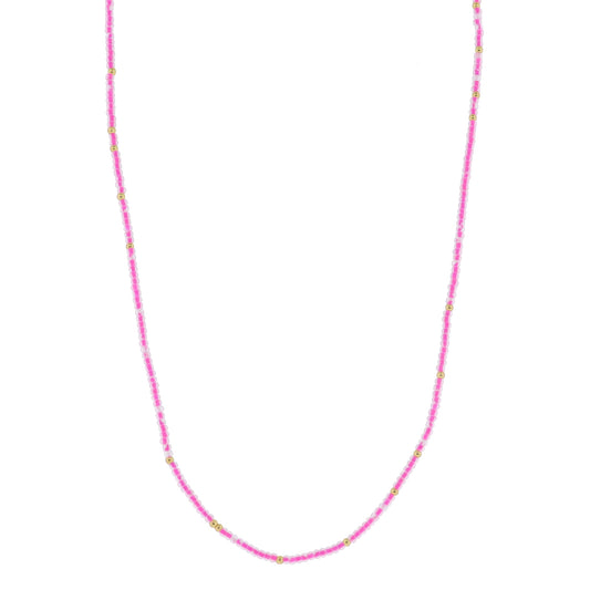 Golden Color Wheel! 18K Gold Plated Hot Pink Beaded Necklace