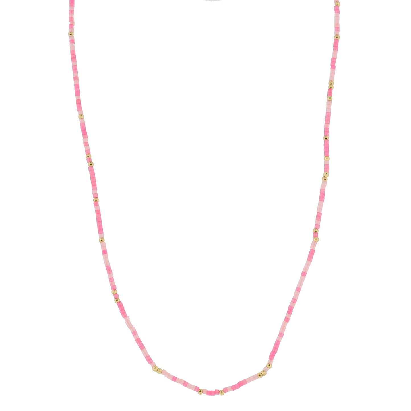 Golden Color Wheel! 18K Gold Plated Multi Pink Beaded Necklace